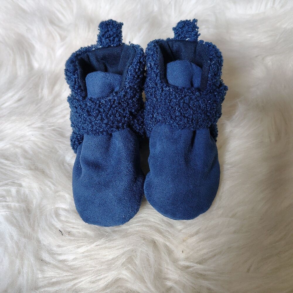 Boys Fuzzy Navy Bootie Slippers Carter's Size 0-3m